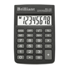 Купить Калькулятор карманный Brilliant BS-100, 8 разрядов оптом и в розницу в магазине Скрепка. Доставка по Виннице и Украине.