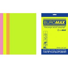 Папір кольоровий NEON, EUROMAX, 4 кол., 50 арк., А4, 80 г/м² (BM.2721550E-99)