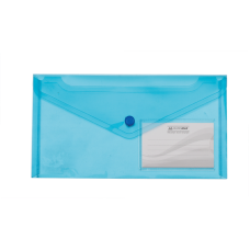 Папка-конверт TRAVEL, на кнопке, DL, глянцевый прозрачный пластик, синяя (BM.3938-02)