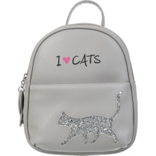Рюкзак CAT LOVER 24x21x8 см, сірий (декор: глітерний кіт) (ZB.702302)