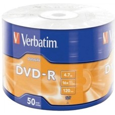 Диск DVD-R Verbatim 4.7 Gb 16x Wrapped Matt Silver bulk 50 /d.43791/