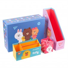 Настільний набір YES картонний 4 предм. 450104 Line Friends (лоток горизонтальний, стакан д/ручок, настільний набір) /450104/
