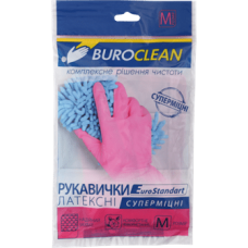 Рукавички гумові BUROCLEAN унів. суперміцні рожеві M (середні) /10200304/ 