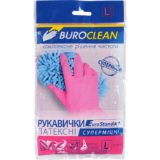 Рукавички гумові BUROCLEAN унів. суперміцні рожеві L (великі) /10200305/