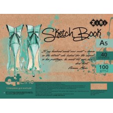 Скетчбук ZiBi ART Line, А5, 40арк.100г/м2, кремовий блок, на спіралі, бірюзовий 1489, /ZB.1489/