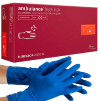 Рукавички гумові Ambulance  50шт. латексні L (великі) сині, супер щільні /69363/ 