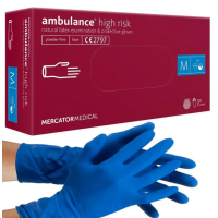 Рукавички гумові Ambulance  50шт. латексні M (середні) сині, супер щільні 69256 