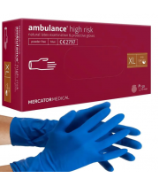 Рукавички гумові Ambulance  50шт. латексні XL (збільшені) сині, супер щільні /69284/