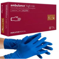 Рукавички гумові Ambulance  50шт. латексні XL (збільшені) сині, супер щільні /69284/