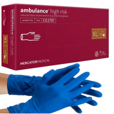 Рукавички гумові Ambulance  50шт. латексні XL (збільшені) сині, супер щільні /69284/