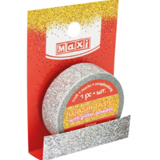 Стрічка декоративна з блискітками MAXI MX62039 15мм *3м, срібляста /MX62039/