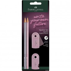 Олівець графітовий Faber-Castell 218480 GRIP Sparkle Rose Shadows 2шт+ластик+чинка /218480/