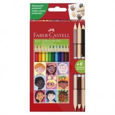 Олівці кольорові 12кол. Faber-Castell 511514 Bicolor Skintones трикутні +3шт. двостор. /511514/