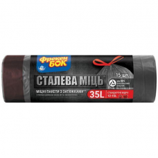Пакети д/сміття з затяжкою 35л/ 15шт/51х53см LD Фрекен БОК "Сталева Міць", графітові (18)