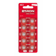 Батарейка ETRON LR41/AG3 1.5V Mega Powewr 10bl (ціна за шт.)