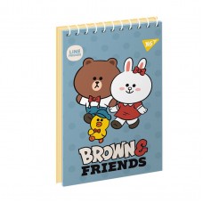 Блокнот YES А7 на гориз. спір. 80арк. Line Friends 151968 /151968/
