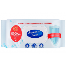 Серветки вологі Summer Fresh 120шт. Антибактеріальні, з клапаном (10)