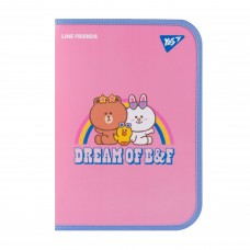 Папка для зошитів YES 492223 Line Friends.Dream А4, на блискавці пластикова, з внутр. кишенею /492223/