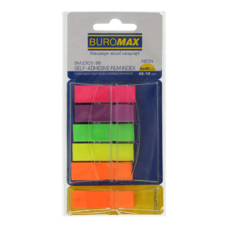 Стікер-закладки BUROMAX 45*12мм 4+1х40арк. 2303-98 Pop-Up пластикові, неон (24) /BM.2303-98/