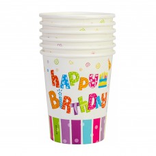 Стакан одноразовий паперовий 270мл (6шт.в уп.) MAXI 440100 Happy Birthday /MX440100/