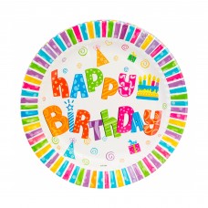 Тарілки паперові MAXI 443100 ф17,78см, (6шт.в уп.) Happy Birthday /MX443100/
