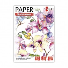 Набір паперу для акварелі SANTI "Flowers", А3, "Paper Watercolor Collection", 20 арк, 200