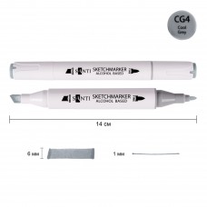 Маркер спиртовий SANTI Professional SA-CG4 холодний сірий 4
