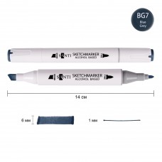 Маркер спиртовий SANTI Professional SA-BG7 синьо-сірий 7
