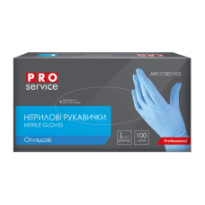 Рукавички гумові PROService 100шт. нітрилові неопудрені нестерильні, L (великі) св.-сині /17301105/