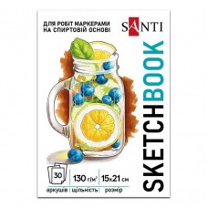 Скетчбук SANTI 743211 Fresh А5, 30арк. клеєний, 130г/м /743211/