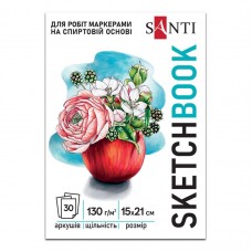 Скетчбук SANTI 743213 Blossom А5, 30арк. клеєний, 130г/м /743213/