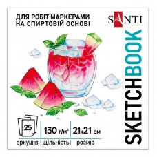 Скетчбук SANTI 743216 Fresh 210х210мм, 25арк. клеєний, 130г/м /743216/