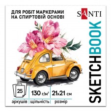 Скетчбук SANTI 743218 Blossom 210х210мм, 25арк. клеєний, 130г/м /743218/