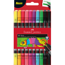 Фломастери Faber Castell 10кол. 151109 Fibre-Tip, двосторонні Neon /151109/