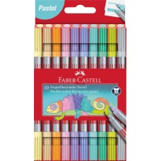 Фломастери Faber Castell 10кол. 151112 Fibre-Tip, двосторонні Pastel /151112/