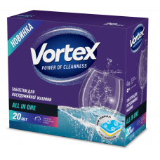 Таблетки д/посуд,машин Vortex  20шт. Без фосфатів
