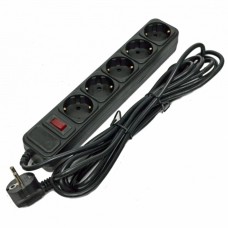 Фільтр мережевий Gembird 5 роз.+вимик. 3м Black /SPG5-G-10B/