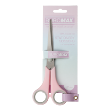 Ножиці BUROMAX 4504-10 17см руч. PASTEL рожеві, з гумов. вставками (12) /BM.4504-10/