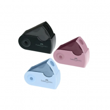 Чинка пластик. Faber-Castell 182774 Sleeve mini Harmony, з контейнером, у чохлі (пудрово-рожева, небесно-блакитна, чорна) (12) /182774/