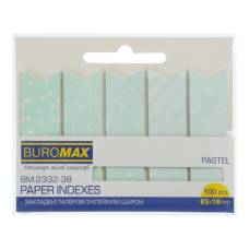 Стікер-закладки BUROMAX 65*18мм 100арк. 2332-38 паперові, PASTEL м'ятні (24) /BM.2332-38/