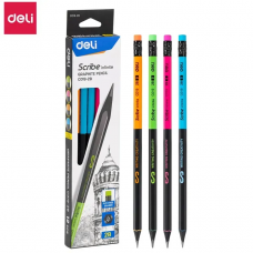 Олівець графітовий DELI C019 2B Scribe Infinite з гумкою, чорний (12) /C019/