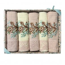 Рушник вафельний 5шт. METEOR 40x60см, д/кухні, в подар. уп, з мережевом