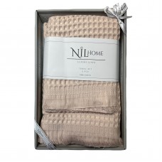 Рушник вафельний 2шт. NILHome в подар. уп. (д/бані + д/обличчя)