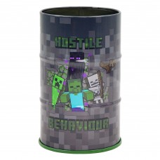 Підставка для ручок YES 708376 Minecraft, метал. сіра (бочка) /708376/