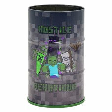 Підставка для ручок YES 708376 Minecraft, метал. сіра (бочка) /708376/