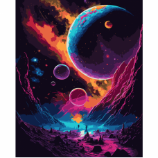 Картина за номерами SANTI Фантазійний космос, 40*50см, LED підсвітка