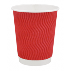 Стакан одноразовий паперовий гофра 250мл Червоний (30/25)