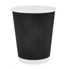 Стакан одноразовий паперовий гофра 250мл Чорний (30/25)