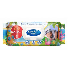 Серветки вологі Summer Fresh 120шт. Дитячі, з клапаном (10)