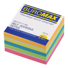 Стікери BUROMAX 75*75 450арк 2317-98 5 кольорів неон.+ білий (12) /BM.2317-98/